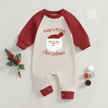 Baby's First Christmas Cotton Playsuit