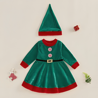 Long Sleeve Christmas Elf Dress Costume Dress