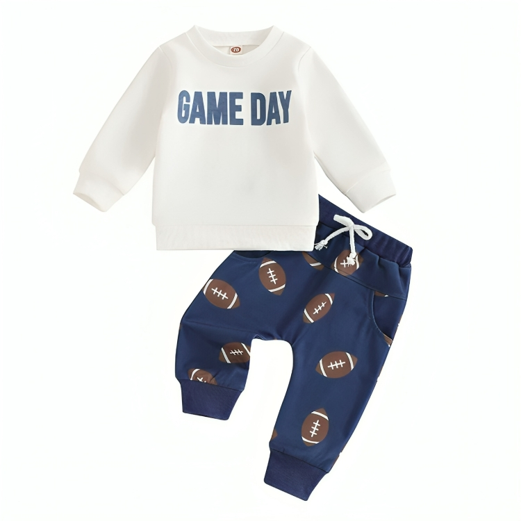 Long Sleeve Game Day Football Print Baby Set