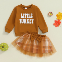 Little Turkey Plaid Tulle Skirt Toddler Set