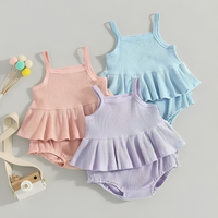 Sleeveless Solid Ruffled Baby Set