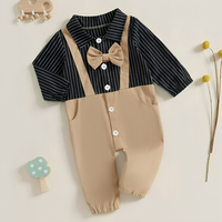 Long Sleeve Striped Gentleman Baby Jumpsuit