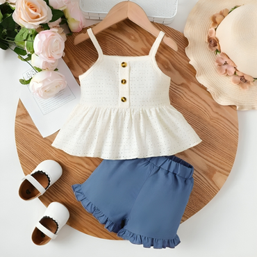 Cute White Summer Top Outfit Set