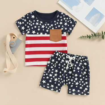 Short Sleeve Stars and Stripes Baby Set