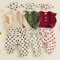 Long Sleeve Polka Dot Ruffled Baby Set