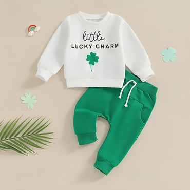 "Little Lucky Charm" Clove Print Baby Set