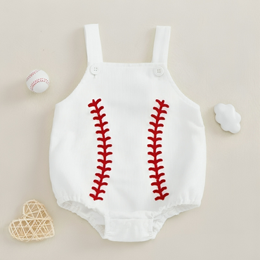 Sleeveless Baseball Embroidered Baby Romper