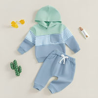 Color Block Striped Hoodie Baby Set