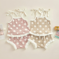 Waffle Floral Ruffled Baby Set