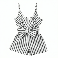 Sleeveless Bow Striped Baby Romper