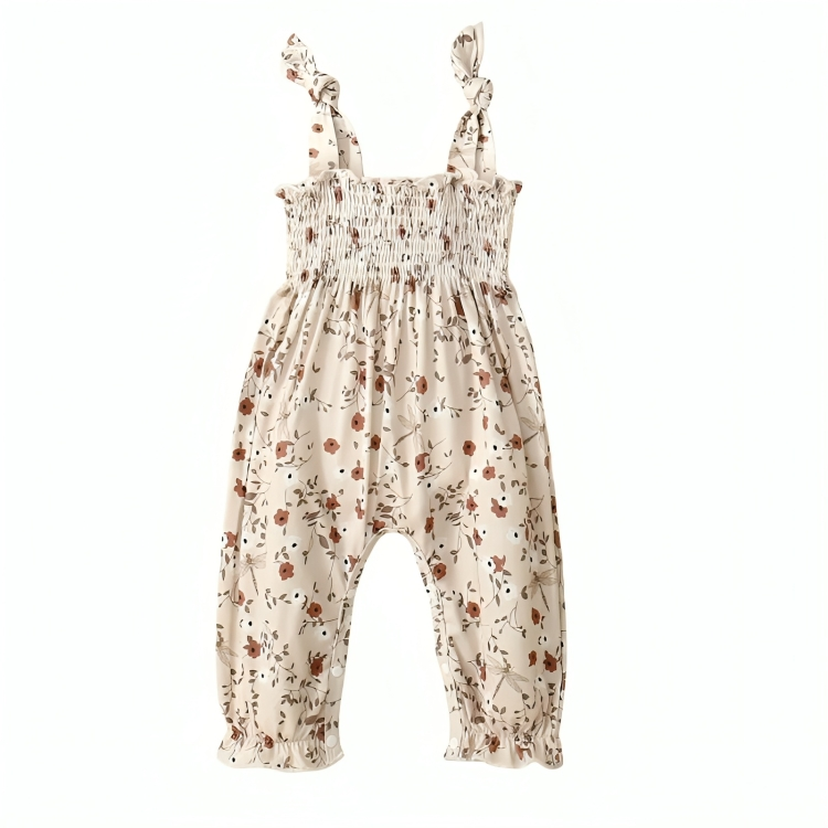 Tie Straps Floral Overall Jumpsuit