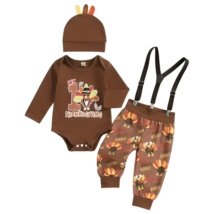 My 1st Thanksgiving Long Sleeve Romper Set