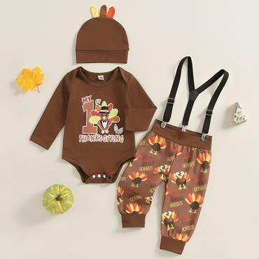 My 1st Thanksgiving Long Sleeve Romper Set