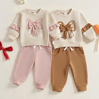 Long Sleeve Ruffled Bowknot Baby Set