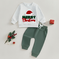 Merry Christmas Embroidered Print Baby Set