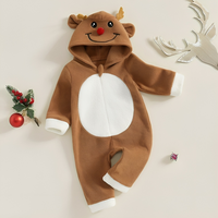 Reindeer Zipper Hooded Baby Jumpsuit Costume