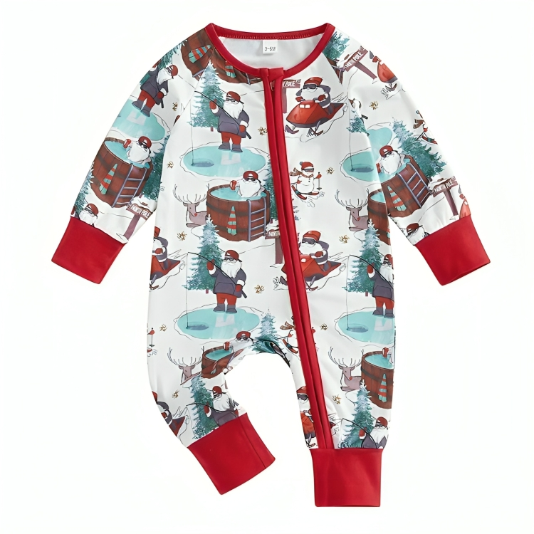 Christmas Santa Zipper Baby Jumpsuit