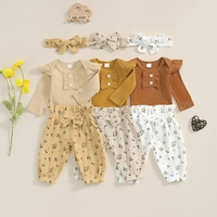 Long Sleeve Floral Ruffled Baby Set