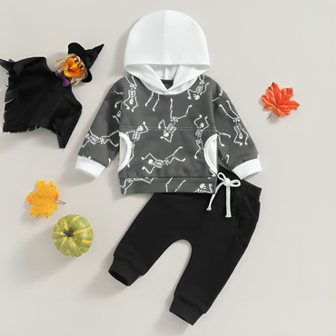 Hooded Skeleton Pattern Baby Set