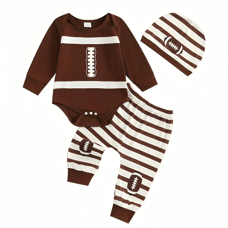 Long Sleeve Striped Football Baby Set