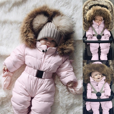 Winter Insulated Cotton Hooded Jacket Bodysuit