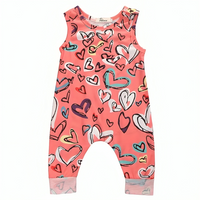 Sleeveless Hearts Print Baby Jumpsuit