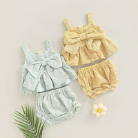 Floral Plaid Bowknot Baby Set