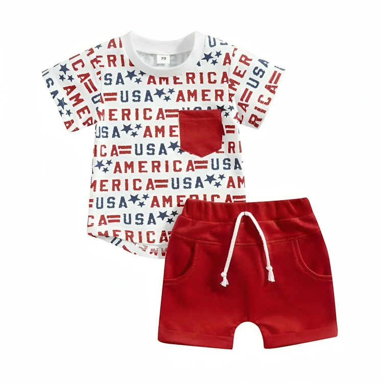 American 4th of July Pattern Baby Set