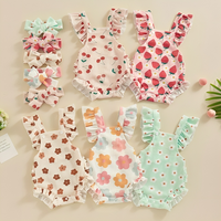 Sleeveless Floral Ruffled Baby Romper