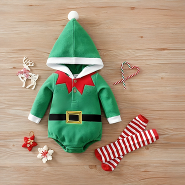 Christmas Cute Elf Jumpsuit Romper Set