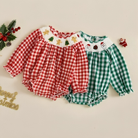 Vintage Long Sleeve Plaid Christmas Romper