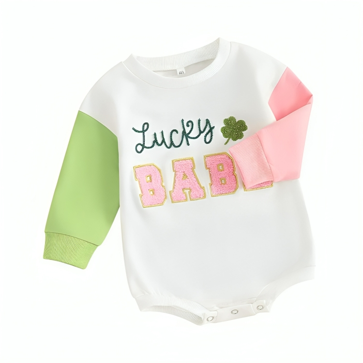 Lucky Babe Colorful Shamrock Baby Bodysuit