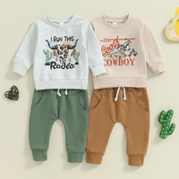 Long Sleeve Cowboy Rodeo Print Baby Set