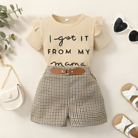 Brown Checkered Print Outfit Set