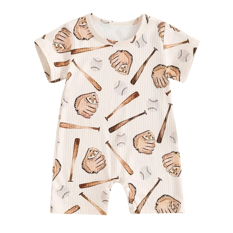 Short Sleeve Baseball Baby Romper