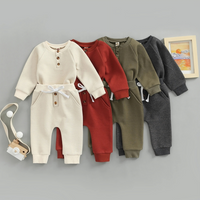 Long Sleeve Solid Color Waffle Baby Set