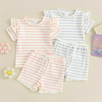 Ruffled Sleeve Striped Toddler Set