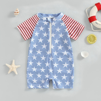 Short Sleeve American Zipper Baby Swimsuit