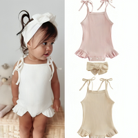 Solid Color Knitted Ribbed Versatile Cotton Baby Romper