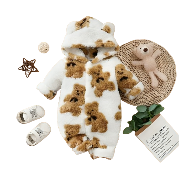 Teddy Bear Hooded Baby Jumpsuit