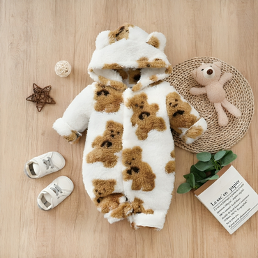 Teddy Bear Hooded Baby Jumpsuit