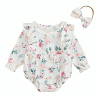 Long Sleeve Floral Bunny Baby Romper