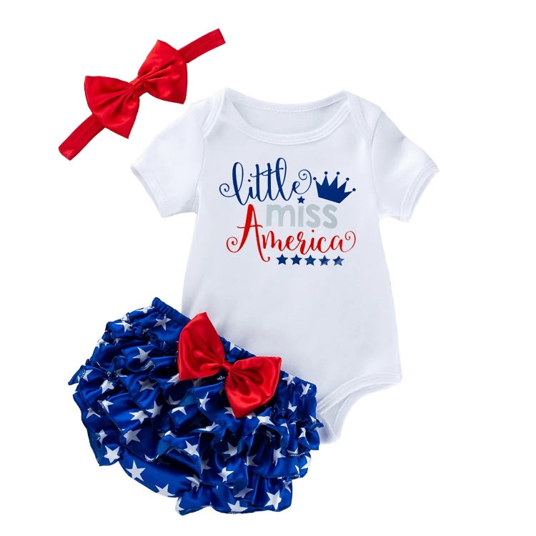 Miss America Print Baby Shorts Set