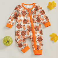 Thanksgiving Turkey Checkered Baby Jumpsuit