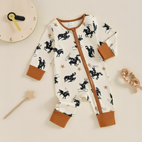 Long Sleeve Zipper Cowboys Baby Jumpsuit