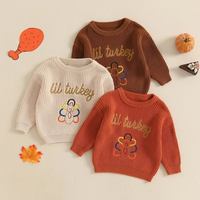 Handcrafted "Lil Turkey" Knitted Baby Pullover Sweater