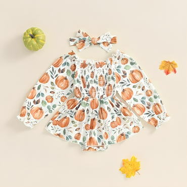 Halloween Pumpkin Patch Princess Baby Romper Dress