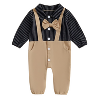 Long Sleeve Striped Gentleman Baby Jumpsuit