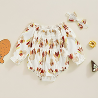 Turkey Pattern Print Romper Set