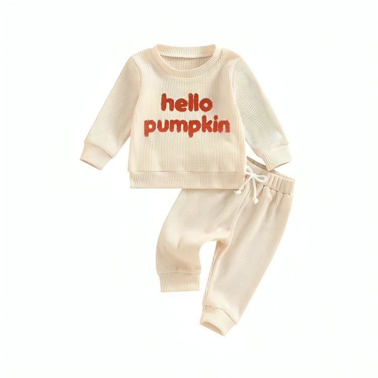 Hello Pumpkin Embroidered Baby Set